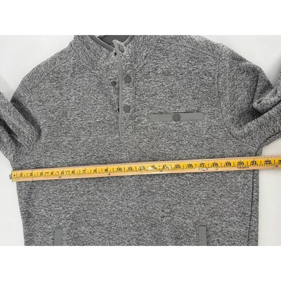 Eddie Bauer Pullover Sweater Mens Small Gray Snap Buttons Front Pocket Logo Knit - Picture 14 of 16